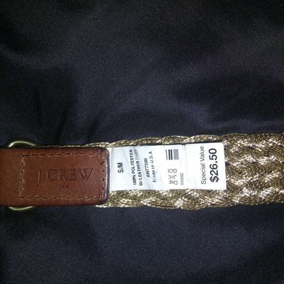 New J. Crew Gold Braided Belt with Leather Accents - Picture 2 of 3